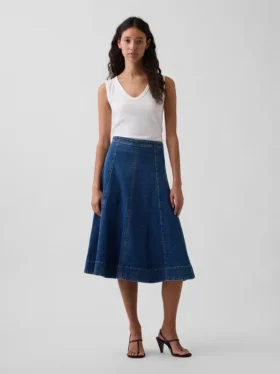 Gonna midi a tulipano in denim