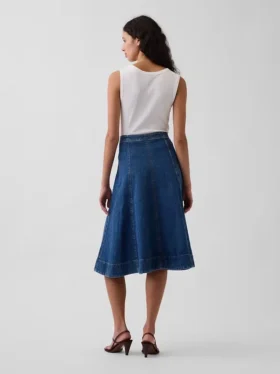 Gonna midi a tulipano in denim