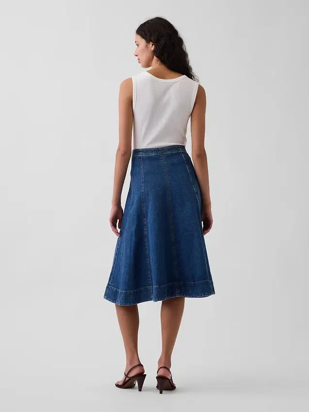 Gonna midi a tulipano in denim