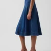 Gonna midi a tulipano in denim