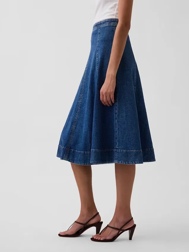 Gonna midi a tulipano in denim