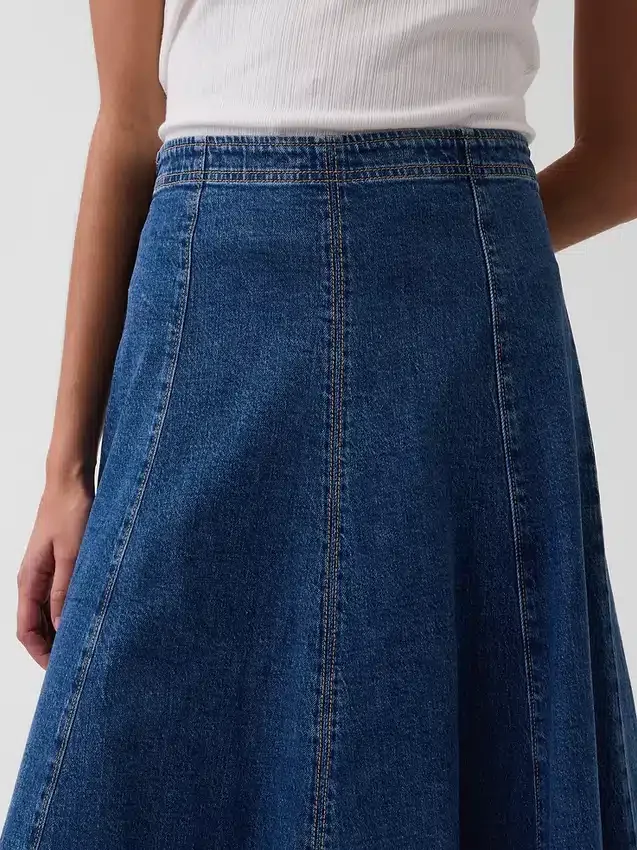 Gonna midi a tulipano in denim