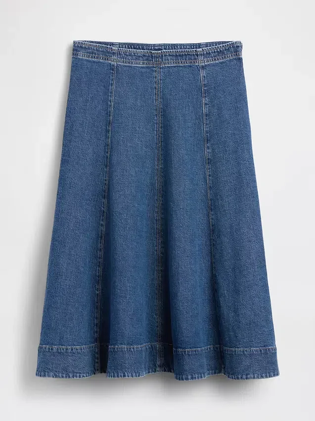 Gonna midi a tulipano in denim