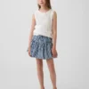 Gonna-pantaloncino a balze in denim a quadretti per bambini