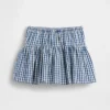 Gonna-pantaloncino a balze in denim a quadretti per bambini