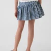 Gonna-pantaloncino a balze in denim a quadretti per bambini