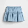 Gonna-pantaloncino a balze in denim per bambini