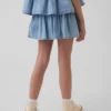 Gonna-pantaloncino a balze in denim per bambini