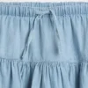 Gonna-pantaloncino a balze in denim per bambini