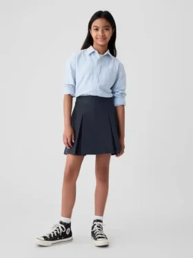Gonna-pantaloncino a pieghe color kaki per bambini