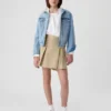 Gonna-pantaloncino a pieghe color kaki per bambini