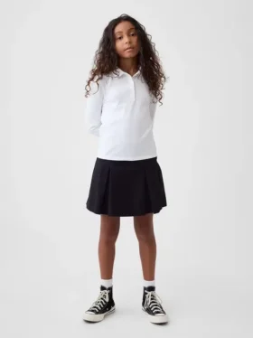 Gonna-pantaloncino a pieghe color kaki per bambini