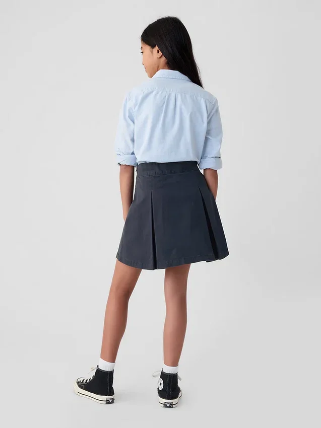 Gonna-pantaloncino a pieghe color kaki per bambini