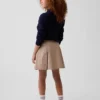 Gonna-pantaloncino a pieghe color kaki per bambini