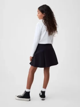 Gonna-pantaloncino a pieghe color kaki per bambini