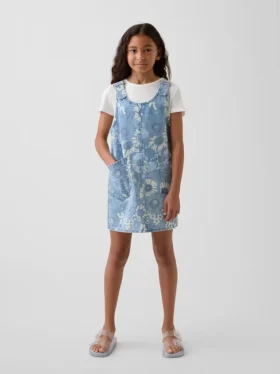 Gonna-pantaloncino in denim a fiori per bambini