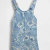Gonna-pantaloncino in denim a fiori per bambini