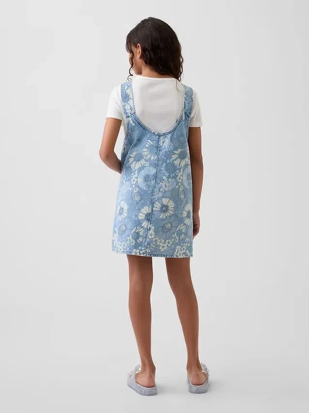 Gonna-pantaloncino in denim a fiori per bambini