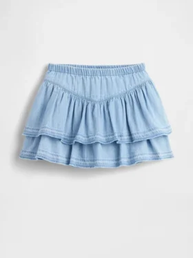 Gonna-pantaloncino in denim con volant per neonato & bebè