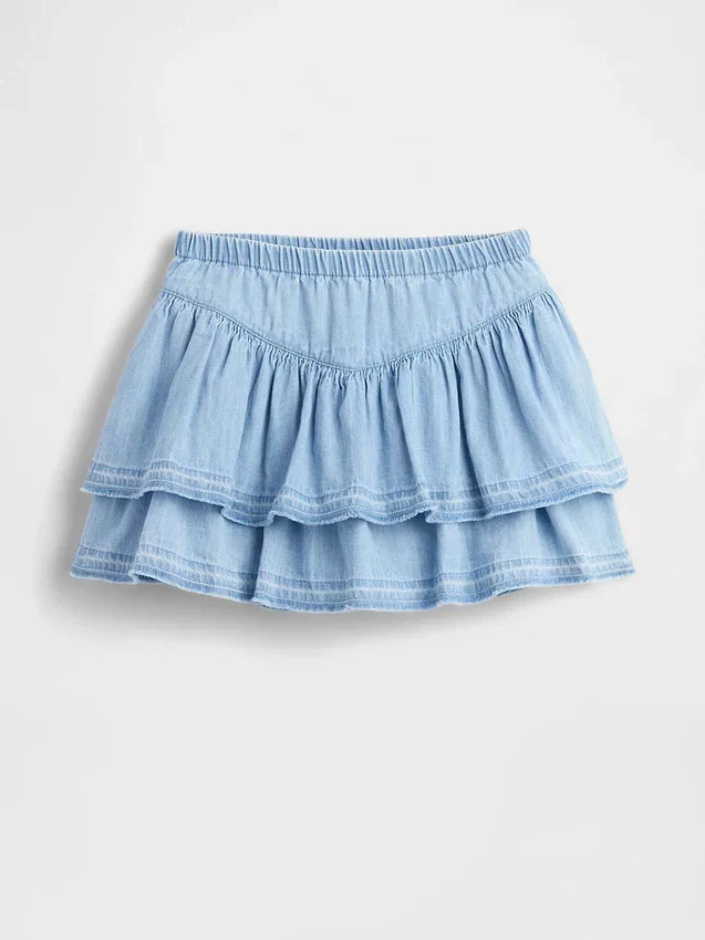 Gonna-pantaloncino in denim con volant per neonato & bebè