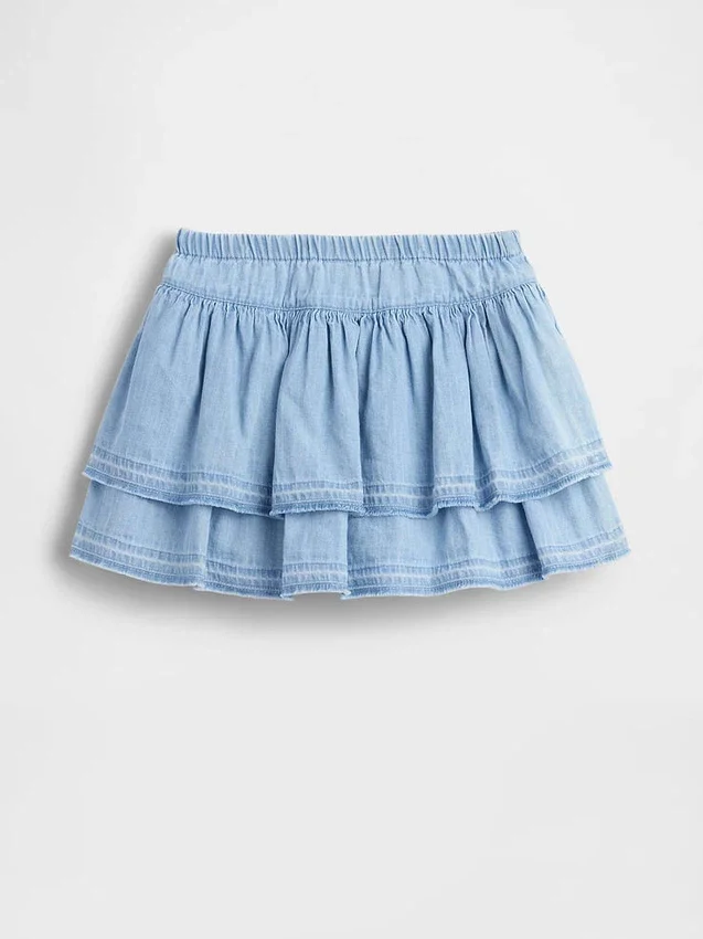Gonna-pantaloncino in denim con volant per neonato & bebè
