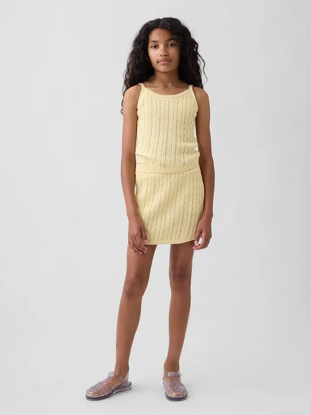 Gonna-pantaloncino per bambini in maglione a trecce