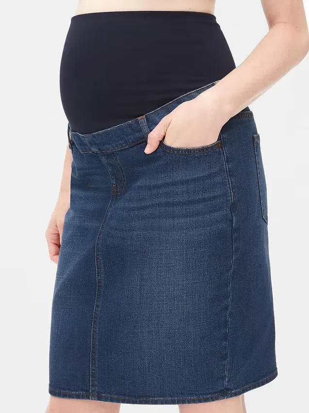 Gonna premaman in denim a pannello intero
