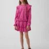 Gonnellina a balze in maglia stropicciata per bambini