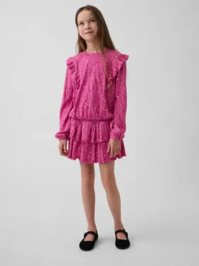 Gonnellina a balze in maglia stropicciata per bambini