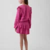 Gonnellina a balze in maglia stropicciata per bambini