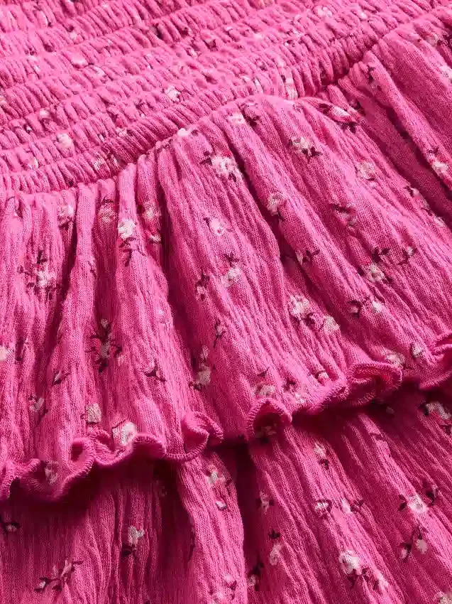 Gonnellina a balze in maglia stropicciata per bambini