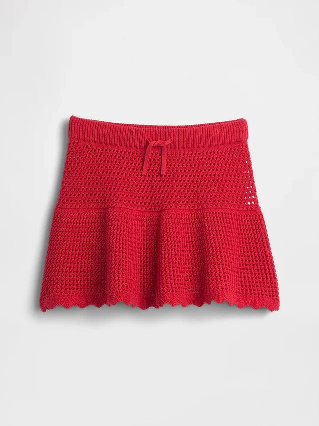 Gonnellina-pantaloncino a balze all'uncinetto per bambini