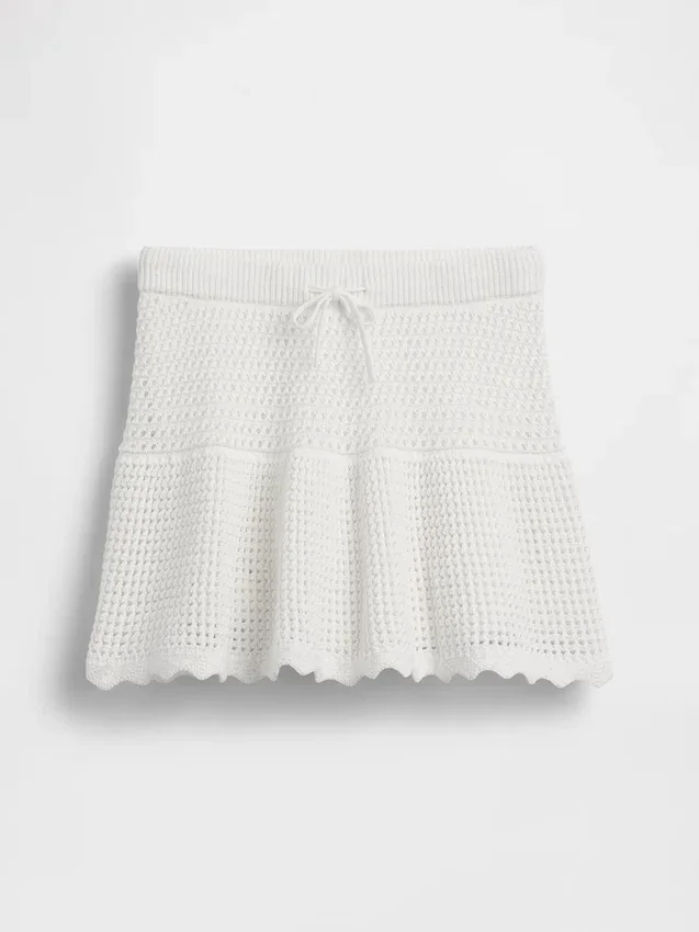 Gonnellina-pantaloncino a balze all'uncinetto per bambini