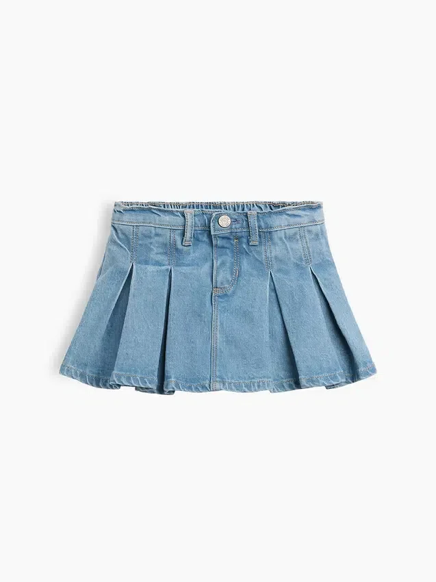 Gonnellina-pantaloncino a pieghe in denim per neonato & bebè