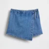 Gonnellina-pantaloncino avvolgente in denim per bambini