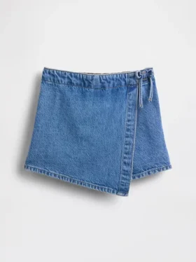 Gonnellina-pantaloncino avvolgente in denim per bambini