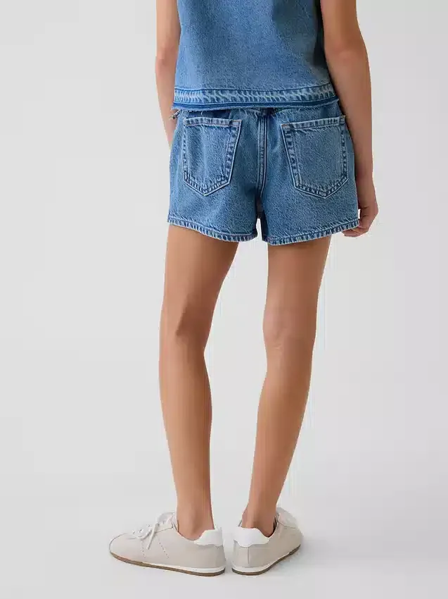 Gonnellina-pantaloncino avvolgente in denim per bambini
