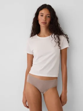 Hipster cheeky in morbidissimo cotone biologico elasticizzato con bordi in pizzo