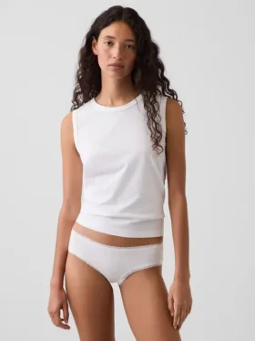 Hipster cheeky in morbidissimo cotone biologico elasticizzato con bordi in pizzo