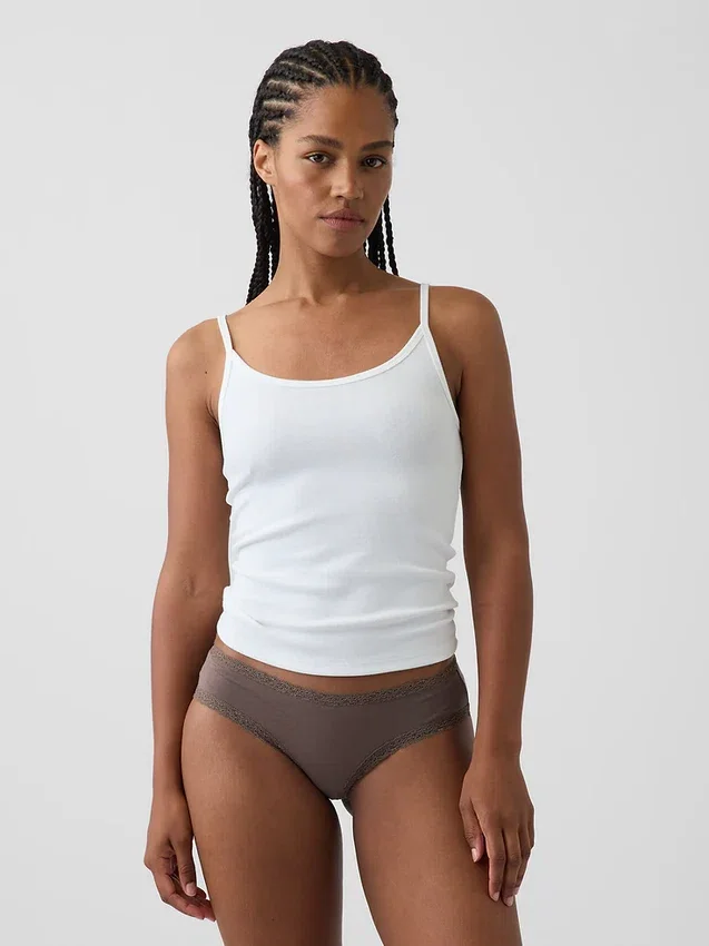 Hipster cheeky in morbidissimo cotone biologico elasticizzato con bordi in pizzo