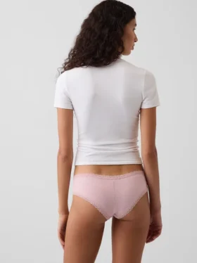 Hipster cheeky in morbidissimo cotone biologico elasticizzato con bordi in pizzo
