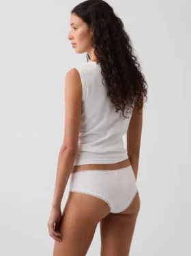Hipster cheeky in morbidissimo cotone biologico elasticizzato con bordi in pizzo