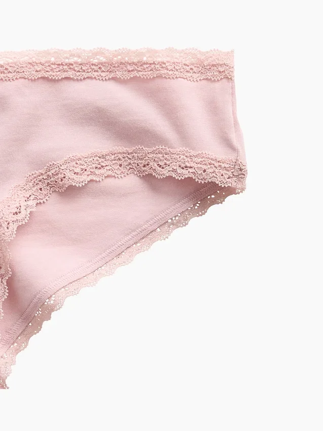 Hipster cheeky in morbidissimo cotone biologico elasticizzato con bordi in pizzo
