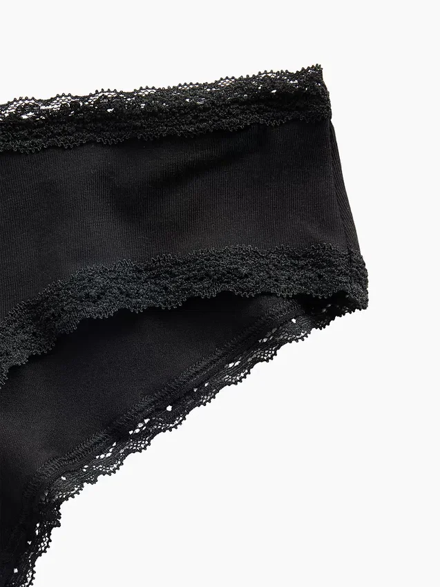Hipster cheeky in morbidissimo cotone biologico elasticizzato con bordi in pizzo