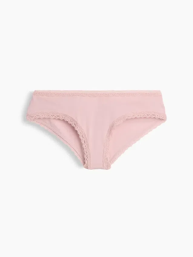 Hipster cheeky in morbidissimo cotone biologico elasticizzato con bordi in pizzo