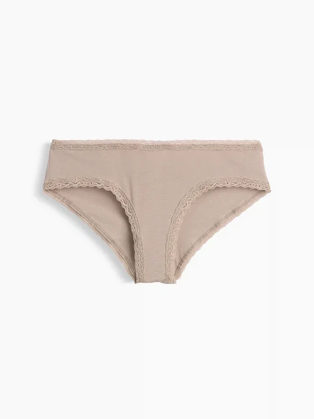 Hipster cheeky in morbidissimo cotone biologico elasticizzato con bordi in pizzo