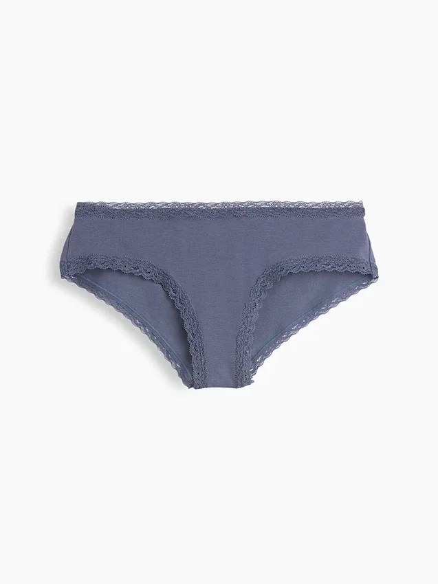 Hipster cheeky in morbidissimo cotone biologico elasticizzato con bordi in pizzo