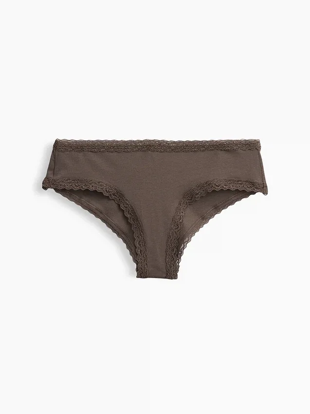 Hipster cheeky in morbidissimo cotone biologico elasticizzato con bordi in pizzo