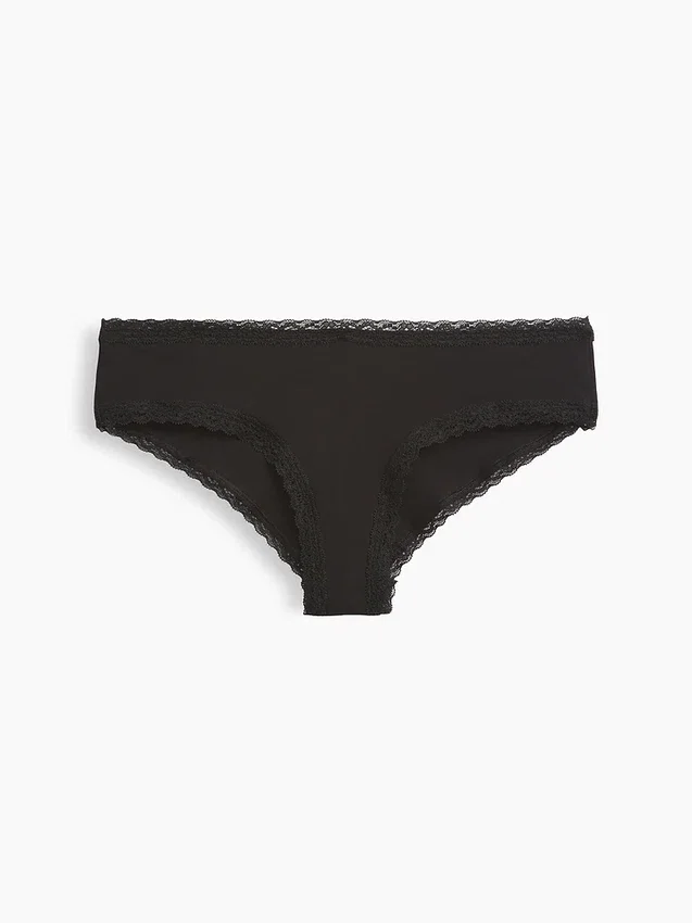 Hipster cheeky in morbidissimo cotone biologico elasticizzato con bordi in pizzo