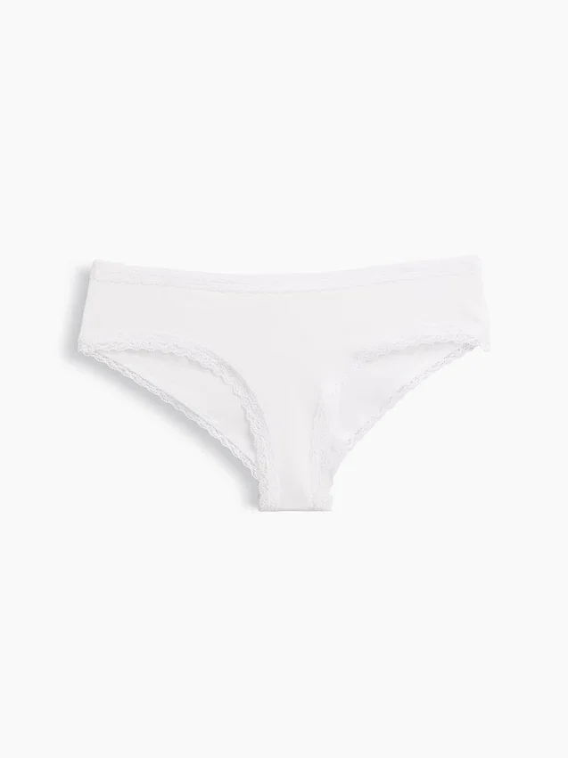 Hipster cheeky in morbidissimo cotone biologico elasticizzato con bordi in pizzo